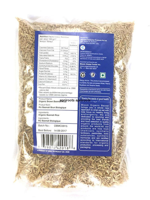 Bloom Organic Bazaar - Brown Basmati Rice - 908gm - apniroots Grocery